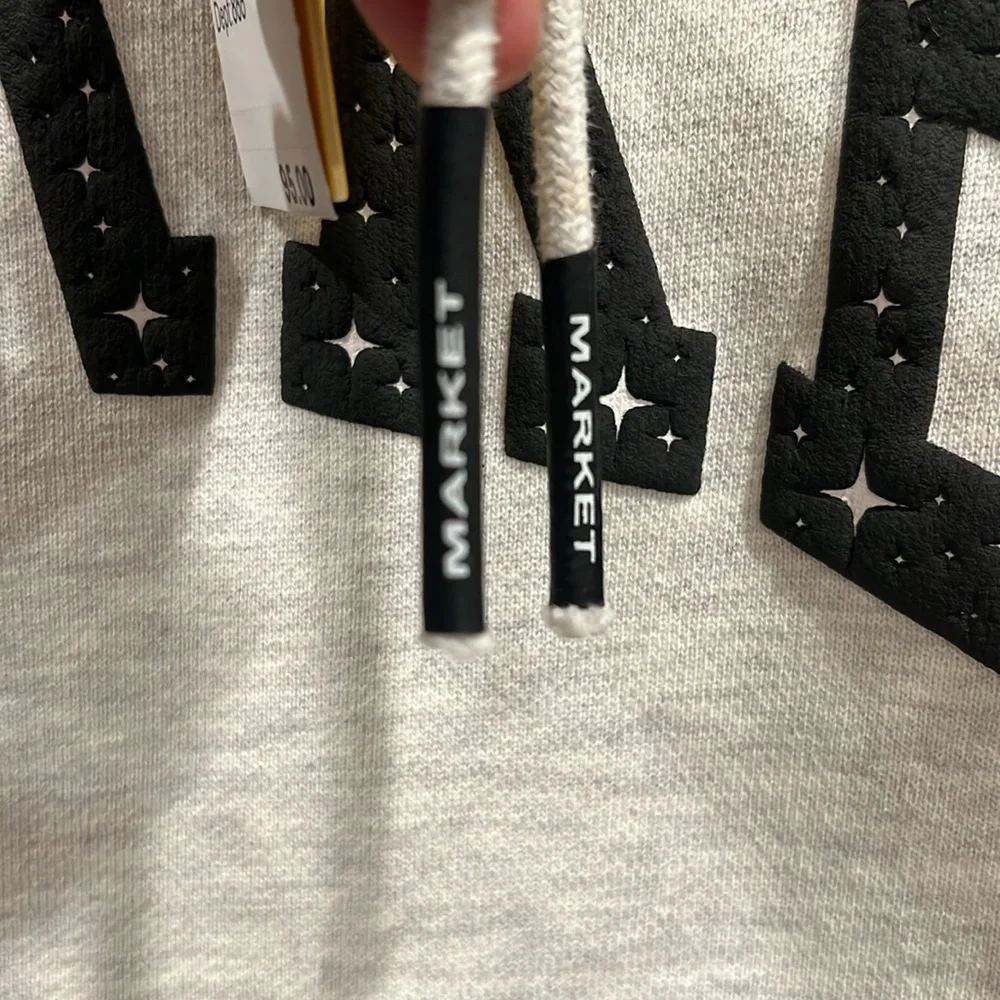 Market unisex hoodie heather grey size small men /woman medium - Picture 6 of 9